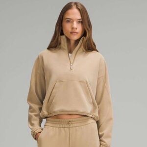 Lululemon Brushed Softstreme Half Zip in Filbert Tan. Size 6